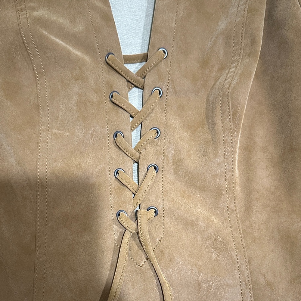 Free People Bradley Suede Tan Mini Dress - Size XS - Picture 7 of 9